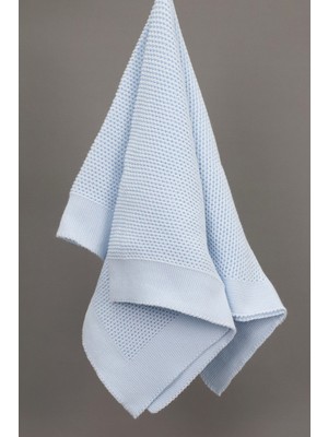 Neşeli Home Liva Yumuşak Bebek Battaniyesi 80X100 cm Mavi Örgü Çocuk Battaniyesi – Dekoratif ve Nefes Alabilir
