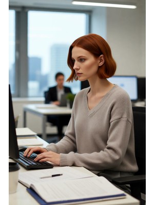 FRM Kadın Casual Düz Dokuma V Yaka Kazak Rahat Regular Kalıp Düşük Kol Kış Şıklığı Sunar Kaliteli