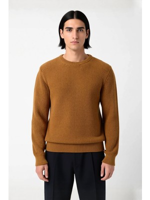 Ersefa Erkek Basic Siluet Regular Kalıp Bisiklet Yaka Dokulu Triko Kazak Kışın Günlük Şıklığı Kaliteli