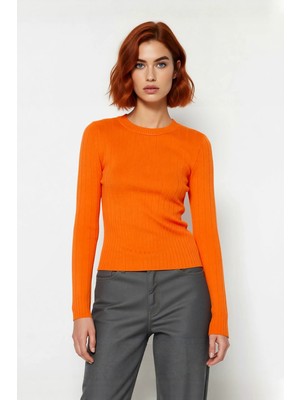 Ersefa Kadın Basic Fitted Bisiklet Yaka Uzun Kollu Triko Kazak Ilkbahar Sonbahar Günlük Stilin Anahtarı