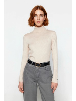 Ersefa Kadın Basic Balıkçı Yaka Fitted Kesim Triko Kazak Rahat Şık Ilkbahar Sonbahar Kombinleri Kaliteli