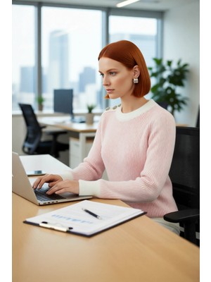 FRM Kadın Uzun Kollu Bisiklet Yaka Çizgili Düğmeli Regular Fit Triko Kazak Soğuk Havalarda Şıklık Sunar