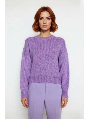 Ersefa Kadın Geniş Kalıp Kalın Dokulu Bisiklet Yaka Düşük Kol Triko Kazak Soğuklara Özel Konforlu Seçim