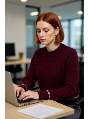 FRM Kadın Oversize Düşük Kol Bisiklet Yaka Triko Kazak Modern Basic Şıklık Günlük Kombinlerin Anahtarı