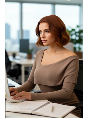 FRM Şık Kadın Asimetrik Yaka Uzun Kollu Triko Kazak Modern Tasarımıyla Her Anınıza Zarafet Katıyor