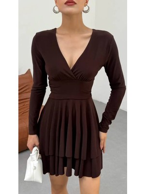 Cemo Kruvaze Yaka Cıft Kat Elbıse