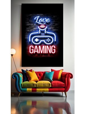 Oyuncu Odası Için Neon Tonlarda Tablo 3 Ev Duvar Salon Güzellik Salonu Ofis Dükkan Dekarasyon Kanvas Tablo