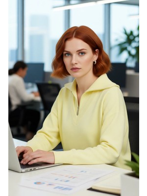 FRM Kadın Kırmızı Düşük Kol Regular Triko Kazak Devrik Yaka Fermuarlı Akrilik Düz Desen Kışlık