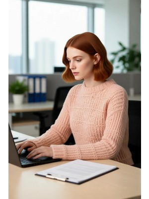 FRM Kadın Casual Bisiklet Yaka Oversize Triko Kazak Kalın Dokulu Düşük Kol Uzun Boy Kış Sezonu