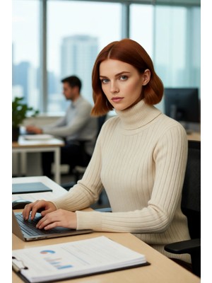 FRM Kadın Balıkçı Yaka Triko Kazak Fitted Kesim Uzun Kollu Kış Günleri Için Zarif ve Sıcak Kaliteli