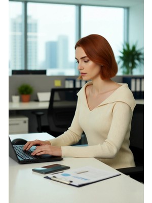 FRM Kadın Modern Fitted Triko Bluz Devrik Carmen Yaka Ince Fitilli Dokuma Uzun Kol Crop Tasarım