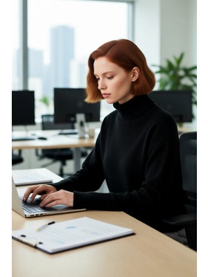 FRM Kadın Crop Boy Oversize Triko Kazak Dik Yaka Standart Kol Düz Desen Yumuşak Dokulu Kış Gardırobu