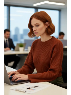 FRM Kadın Gri Oversize Selanik Dokuma Bisiklet Yaka Ispanyol Kol Crop Akrilik Triko Kazak Kaliteli