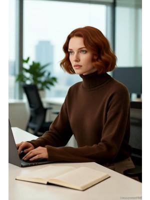 FRM Kadın Oversize Balıkçı Yaka Düşük Kol Triko Kazak Süper Crop Boy Kışlık Rahat ve Şık Tasarım