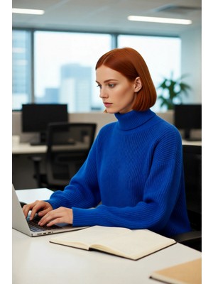 FRM Kadın Oversize Düşük Kol Balıkçı Yaka Akrilik Selanik Triko Kazak Soğuk Havaların Şık ve Rahat