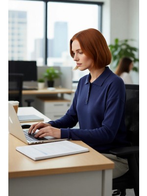 FRM Kadın Düz Desen Polo Yaka Oversize Triko Kazak Düşük Kollu Rahat ve Şık Kışlık Kombinler Kaliteli