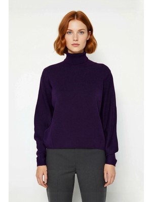 Ersefa Kadın Günlük Akrilik Oversize Balıkçı Yaka Triko Kazak Konforlu ve Şık Kış Kombinleri Kaliteli