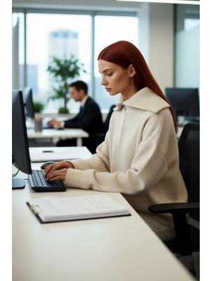 FRM Kadın Oversize Fermuarlı Dik Yaka Triko Kazak Yumuşak Dokusuyla Günlük Konfor ve Şıklık Kaliteli