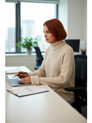 FRM Kadın Oversize Super Crop Balıkçı Yaka Akrilik Triko Kazak Kışlık Günlük Stilinize Yenilik