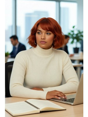 FRM Kadın Ince Akrilik Triko Kazak Fitted Kalıp Dik Yaka Tasarımı Ile Şık Günlük Kombinler Için