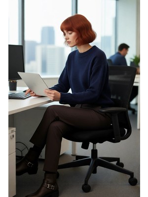 FRM Kadın Soğuk Havalar Için Oversize Çizgili Triko Kazak Bisiklet Yaka Düşük Kol Şık ve Modern