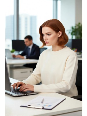 FRM Kadın Akrilik Triko Kazak Regular Kalıp Bisiklet Yaka Inci Detaylı Gündüzden Geceye Konfor