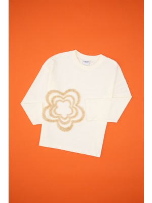 U.S. Polo Assn. Kız Çocuk Krem Bisiklet Yaka Sweatshirt 50317921-VR256