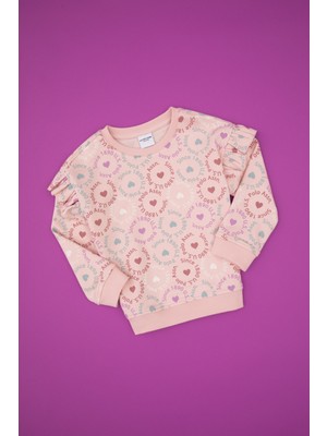 U.S. Polo Assn. Kız Çocuk Pudra Bisiklet Yaka Sweatshirt 50317887-VR042