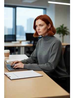 FRM Kadın Basic Oversize Balıkçı Yaka Triko Kazak Standart Kol Rahatlığıyla Kış Sezonu Vazgeçilmezi