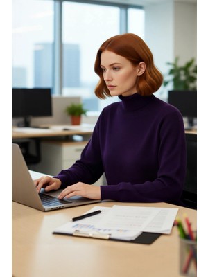 FRM Kadın Basic Oversize Balıkçı Yaka Triko Kazak Standart Kol Rahatlığıyla Kış Sezonu Vazgeçilmezi