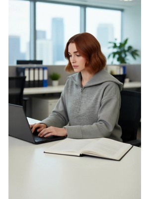 FRM Kadın Oversize Fermuarlı Dik Yaka Triko Kazak Yumuşak Dokusuyla Günlük Konfor ve Şıklık Kaliteli