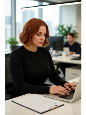 FRM Kadın Şık Bodycone Fitilli Triko Bluz Standart Kol Bisiklet Yaka Casual Tarz Mevsimlik Kullanım Için