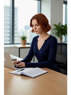 FRM Kadın Zarif Fitilli Ince Triko Kazak Kaçık Yaka Detaylı Uzun Kollu Rahat ve Şık Ilkbahar Sonbahar