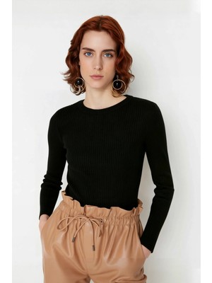 Ersefa Kadınlara Özel Fitted Kesim Bisiklet Yaka Uzun Kollu Triko Kazak Kışa Şıklık Kaliteli