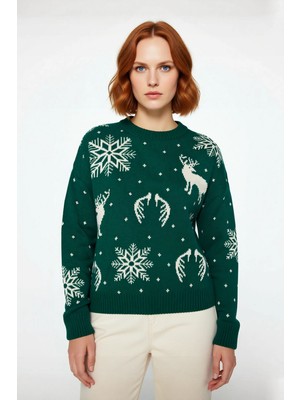 Ersefa Kadın Düşük Kol Uzun Oversize Bisiklet Yaka Fitilli Dokuma Yılbaşı Koleksiyonu Kazak Kaliteli