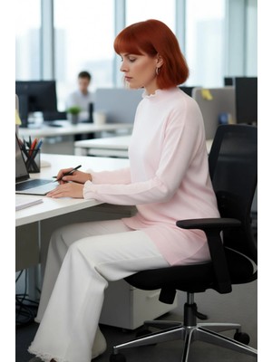 FRM Kadın Feminine Persona Kışlık Regular Kalıp Düşük Kol Pike Dokuma Düz Desen Tunik Kazak Modeli