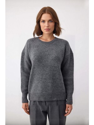 Ersefa Kadın Triko Kumaş Düz Desenli Oversize Bisiklet Yaka Kazak Soğuk Günler Için Ideal Seçim Kaliteli