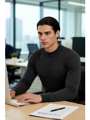 FRM Erkek Yarım Balıkçı Yaka Fitted Basic Triko Kazak Kışlık Kombinlerinize Şık ve Konforlu Bir Dokunuş.