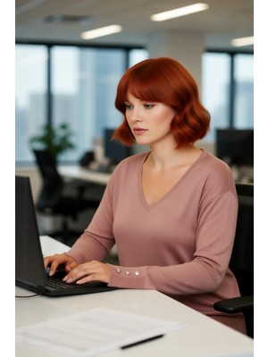 FRM Kadın Basic Siluet Uzun Kollu V Yaka Triko Kazak Gündelik Kullanıma Uygun Akrilik Materyal