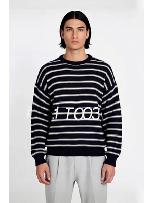 Ersefa Unisex Basic Bisiklet Yaka Çizgili Triko Kazak Modern ve Rahat Kış Kombinleri Için Ideal Bir Parça