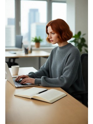 FRM Kadın Salaş Oversize Balon Kol Bisiklet Yaka Selanik Dokuma Uzun Kollu Triko Kazak 100% Akrilik