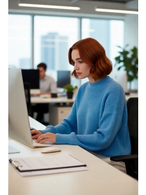 FRM Kadın Salaş Oversize Balon Kol Bisiklet Yaka Selanik Dokuma Uzun Kollu Triko Kazak 100% Akrilik