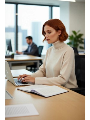 FRM Kadınlar Için Konforlu Oversize Basic Düşük Kol Balıkçı Yaka Triko Kazak Kış Günleri Şıklığı