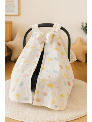 %100 Pamuk Müslin Kumaştan Bulutlu Tek Kat Puset Örtüsü