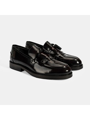 Desa Erkek Bordo Püskül Detaylı Deri Loafer