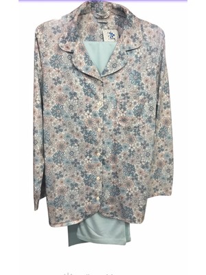 Nena Kadın Uzun Kollu Önden Açık % 100 Pamuk Pijama TAKIMI-14934