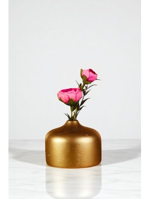 Evene Vazo Küçük Vazo Masa Üstü Vazo Ev Dekorasyon Vazo Altın Eskitme Renk Model 63
