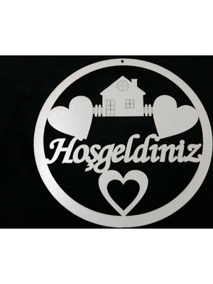 Evsay Mdf Kapı Süsü Ev ve Çift Kalp Duvar Dekoru Kapı Aksesuarı