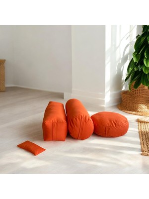 Dolgusuz Meditasyon Minderi, Silindir ve Kare  Bolster ve Göz Yastığı 4'lü Meditasyon Seti Kılıf