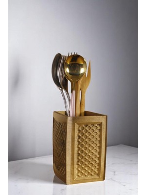 Evene Tezgah Üstü Kaşıklık Dekoratif Dik Kaşıklık Silindir Kaşıklık Siyah Renk Model 92